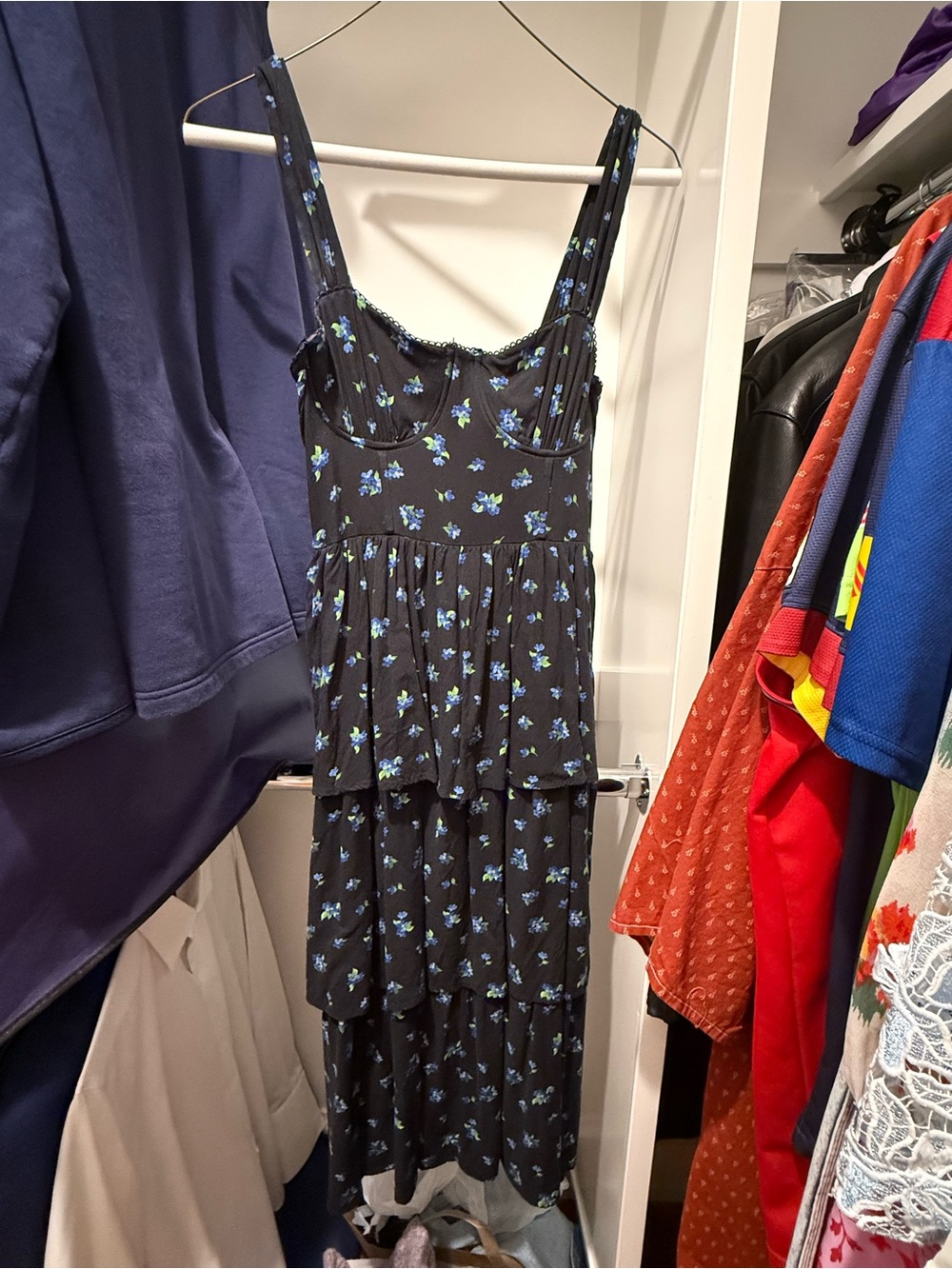 WeWoreWhat Black Maxi Dress with Blue Floral Print